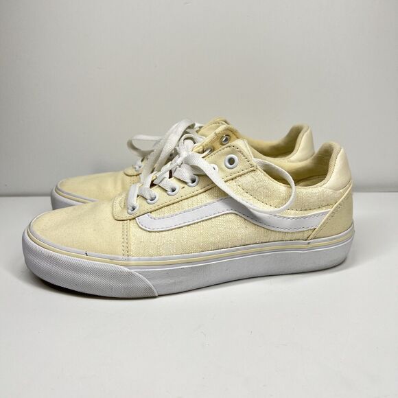 Vans Old Skool Ortholite Yellow Print Shoe Womens Size 7.5 Deluxe Comfort - Picture 2 of 10